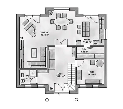 Massivhaus Praetorium von AUREA Massivhaus, Stadtvilla Grundriss 1