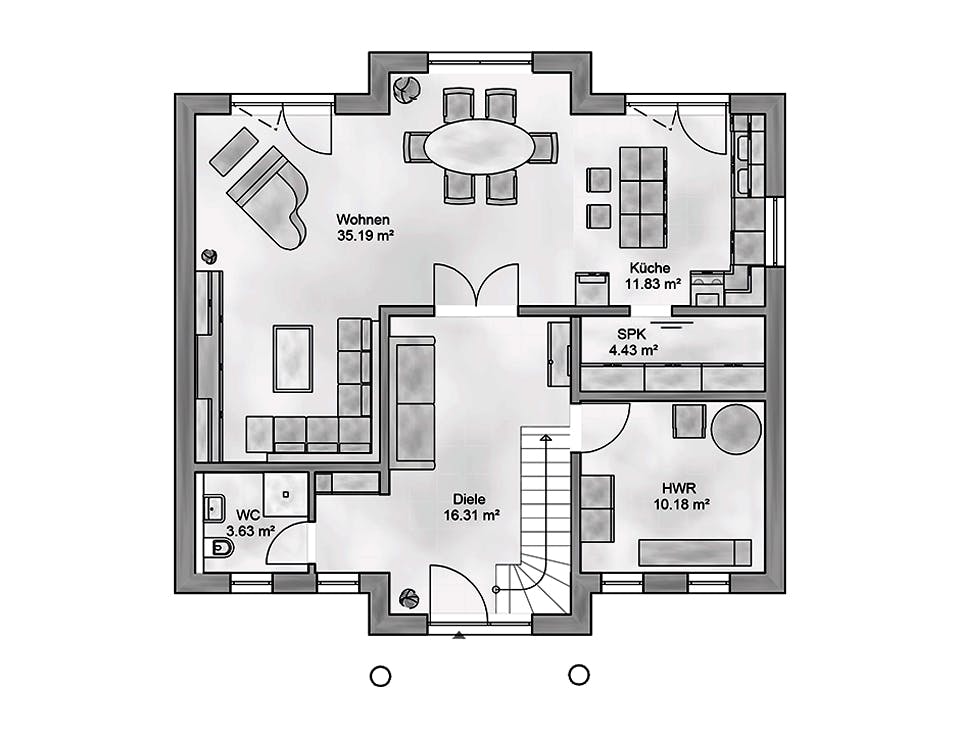 Massivhaus Praetorium von AUREA Massivhaus, Stadtvilla Grundriss 1