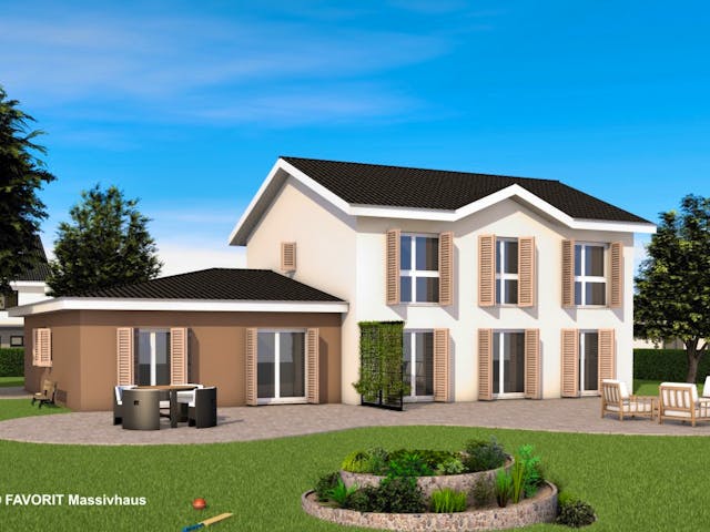 Massivhaus Premium 165/71 von FAVORIT Massivhaus Schlüsselfertig ab 617900€, Stadtvilla Außenansicht 1