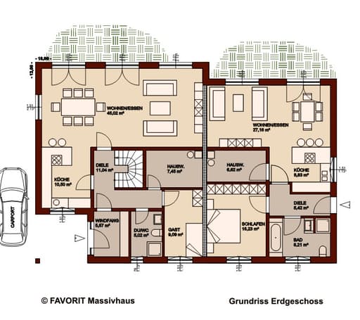 Massivhaus Premium 165/71 von Favorit Massivhaus Schlüsselfertig ab 580620€, Stadtvilla Grundriss 1