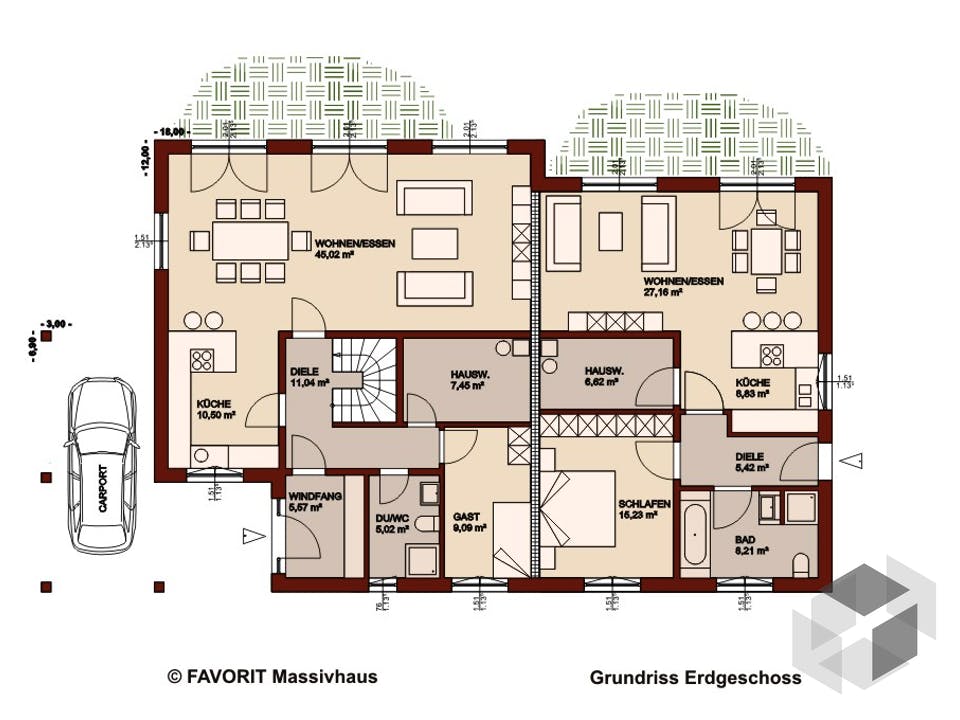 Premium 165/71 von Favorit Massivhaus Grundriss