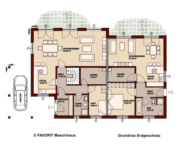 Massivhaus Premium 165/71 von FAVORIT Massivhaus Schlüsselfertig ab 617900€, Stadtvilla Grundriss 1