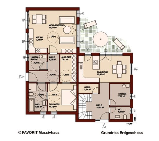 Massivhaus Premium 171/78 von Favorit Massivhaus Schlüsselfertig ab 554360€, Cubushaus Grundriss 1