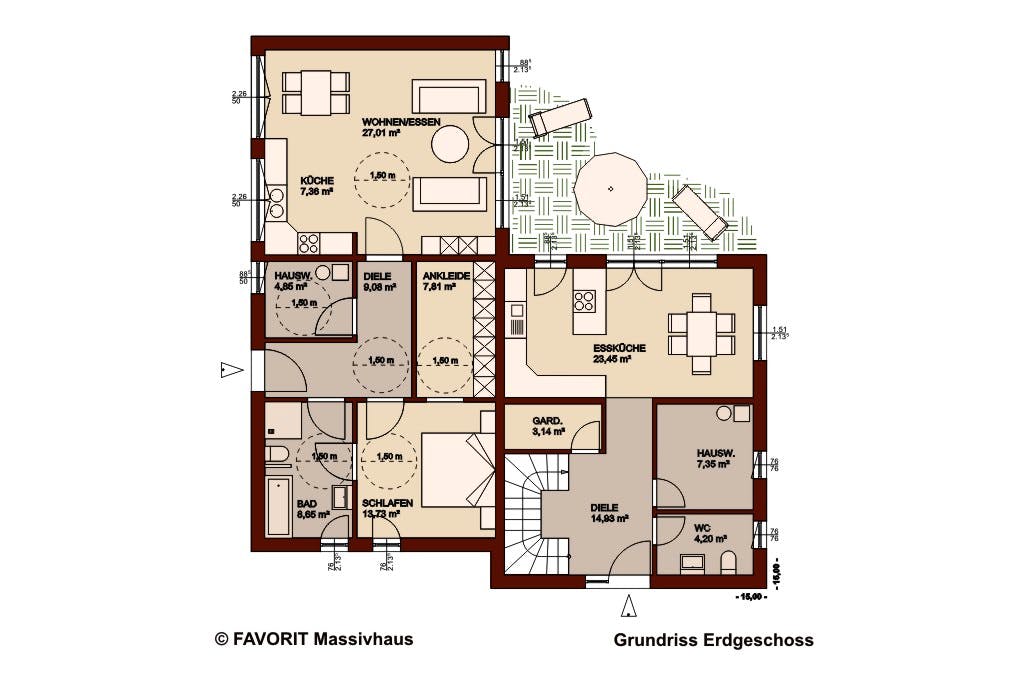 Massivhaus Premium 171/78 von Favorit Massivhaus Schlüsselfertig ab 585630€, Cubushaus Grundriss 1