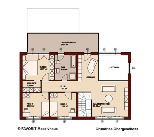Massivhaus Premium 171/78 von Favorit Massivhaus Schlüsselfertig ab 554360€, Cubushaus Grundriss 2