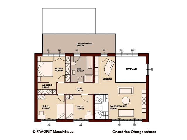 Massivhaus Premium 171/78 von FAVORIT Massivhaus Schlüsselfertig ab 585630€, Cubushaus Grundriss 2