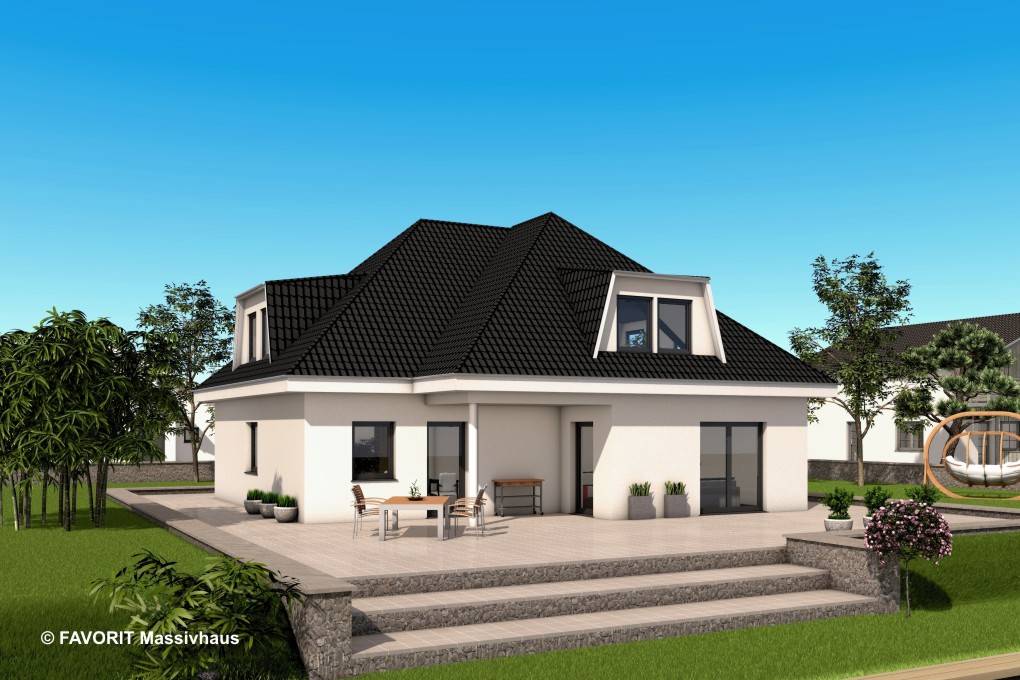 Massivhaus Premium 88/87 von Favorit Massivhaus Schlüsselfertig ab 464800€, Stadtvilla Außenansicht 1