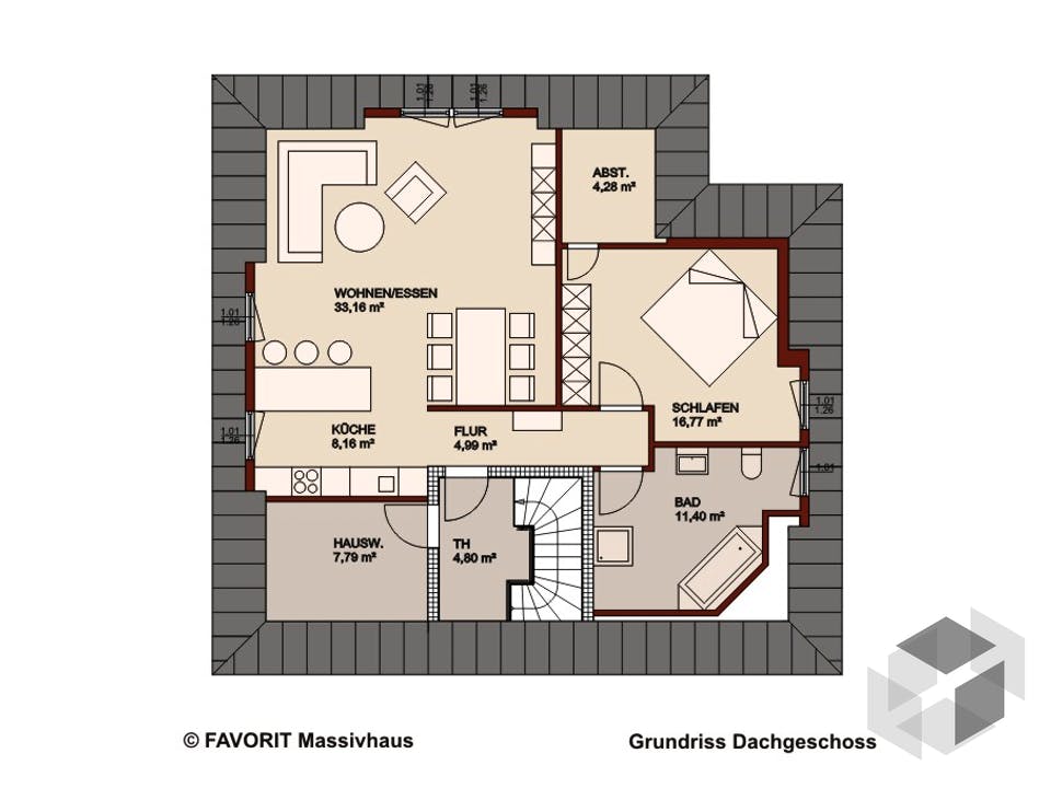 Premium 88/87 von Favorit Massivhaus Grundriss