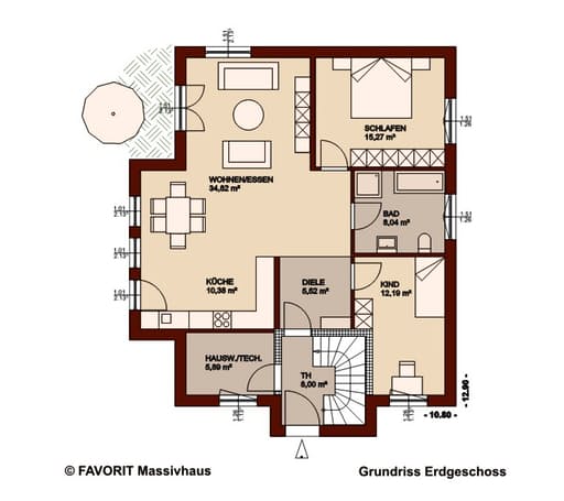 Massivhaus Premium 92/93 von Favorit Massivhaus Schlüsselfertig ab 417330€, Stadtvilla Grundriss 1