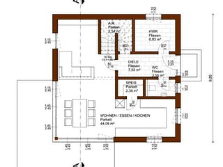 Blockhaus Prestige 129 von Rubner Haus Schlüsselfertig ab 310000€, Stadtvilla Grundriss 1