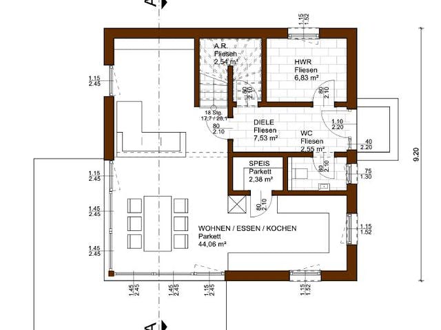 Blockhaus Prestige 129 von Rubner Haus Schlüsselfertig ab 310000€, Stadtvilla Grundriss 1