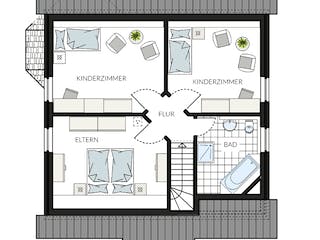 Fertighaus ProFamily 137 von ProHaus Ausbauhaus ab 153448€, Satteldach-Klassiker Grundriss 1