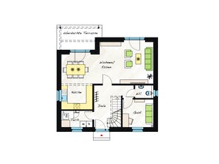 Fertighaus ProFamily 140 von ProHaus Ausbauhaus ab 170579€, Satteldach-Klassiker Grundriss 1