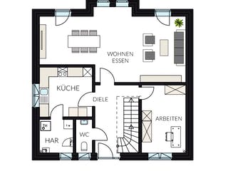 Fertighaus ProFamily 146 von ProHaus Ausbauhaus ab 189886€, Satteldach-Klassiker Grundriss 1