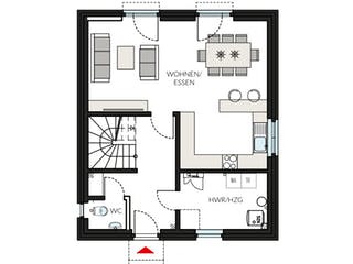Fertighaus ProFamily 112 - Jahres-Special von ProHaus Ausbauhaus ab 159999€, Satteldach-Klassiker Grundriss 1
