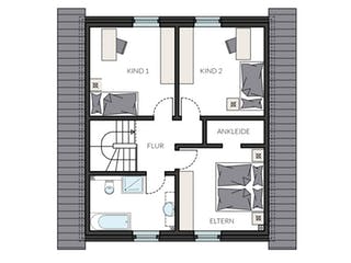 Fertighaus ProFamily 112 - Jahres-Special von ProHaus Ausbauhaus ab 159999€, Satteldach-Klassiker Grundriss 2