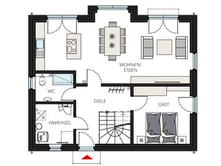Fertighaus ProFamily 143 - Jahres-Special von ProHaus Ausbauhaus ab 186899€, Satteldach-Klassiker Grundriss 1