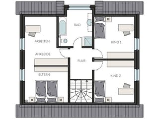 Fertighaus ProFamily 143 - Jahres-Special von ProHaus Ausbauhaus ab 186899€, Satteldach-Klassiker Grundriss 2