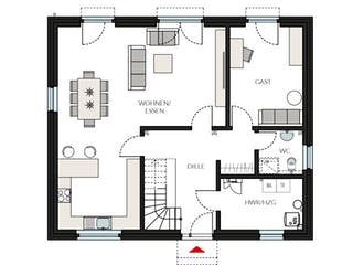 Fertighaus ProFamily 181 - Jahres-Special von ProHaus Ausbauhaus ab 199599€, Satteldach-Klassiker Grundriss 1