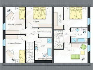 Fertighaus ProGeneration 120/86 KK von ProHaus, Satteldach-Klassiker Grundriss 1
