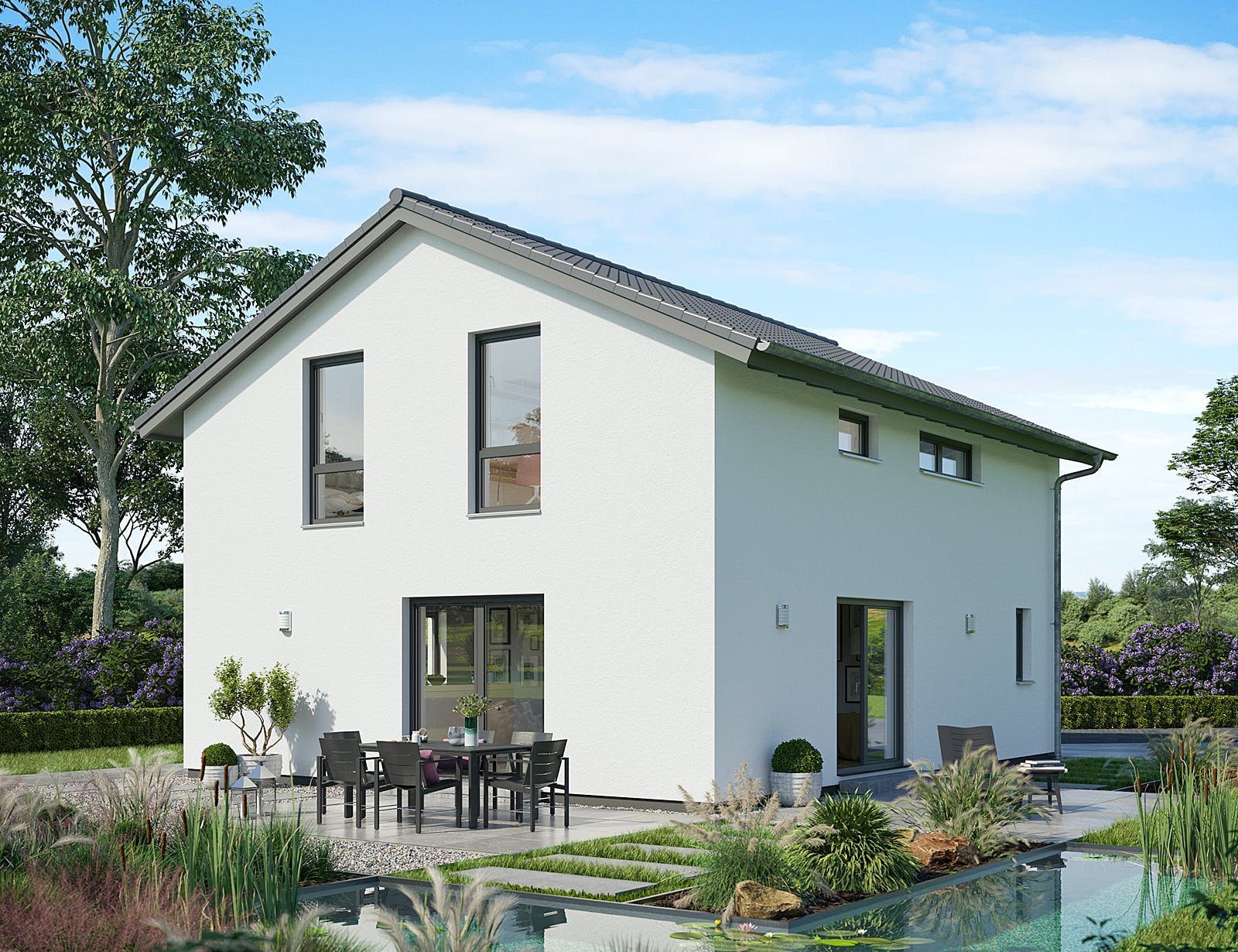 Fertighaus ProFamily 129/20 von ProHaus Schlüsselfertig ab 335970€, Satteldach-Klassiker Außenansicht 1