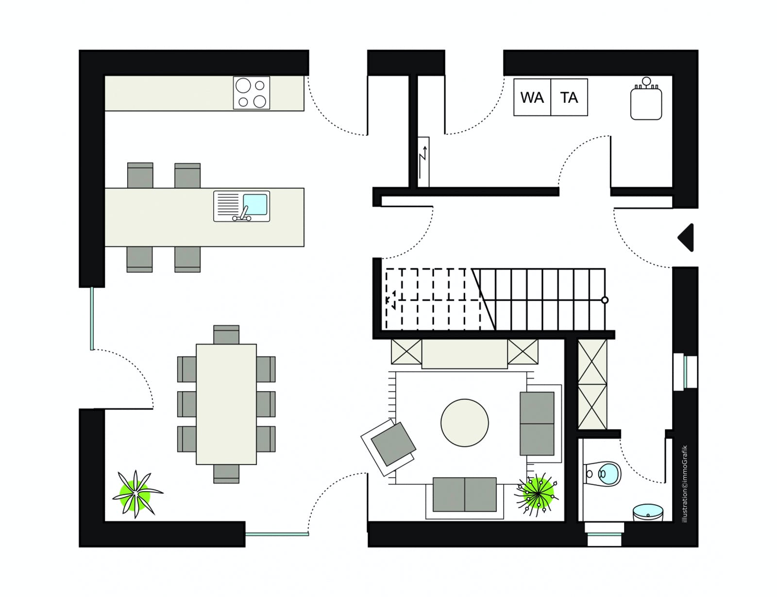 Fertighaus ProFamily 129/20 von ProHaus Schlüsselfertig ab 335970€, Satteldach-Klassiker Grundriss 1