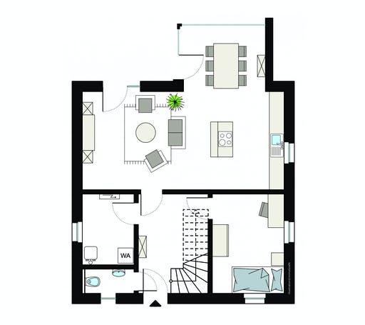 Fertighaus ProFamily 130/20 von ProHaus Ausbauhaus ab 204000€, Satteldach-Klassiker Grundriss 1