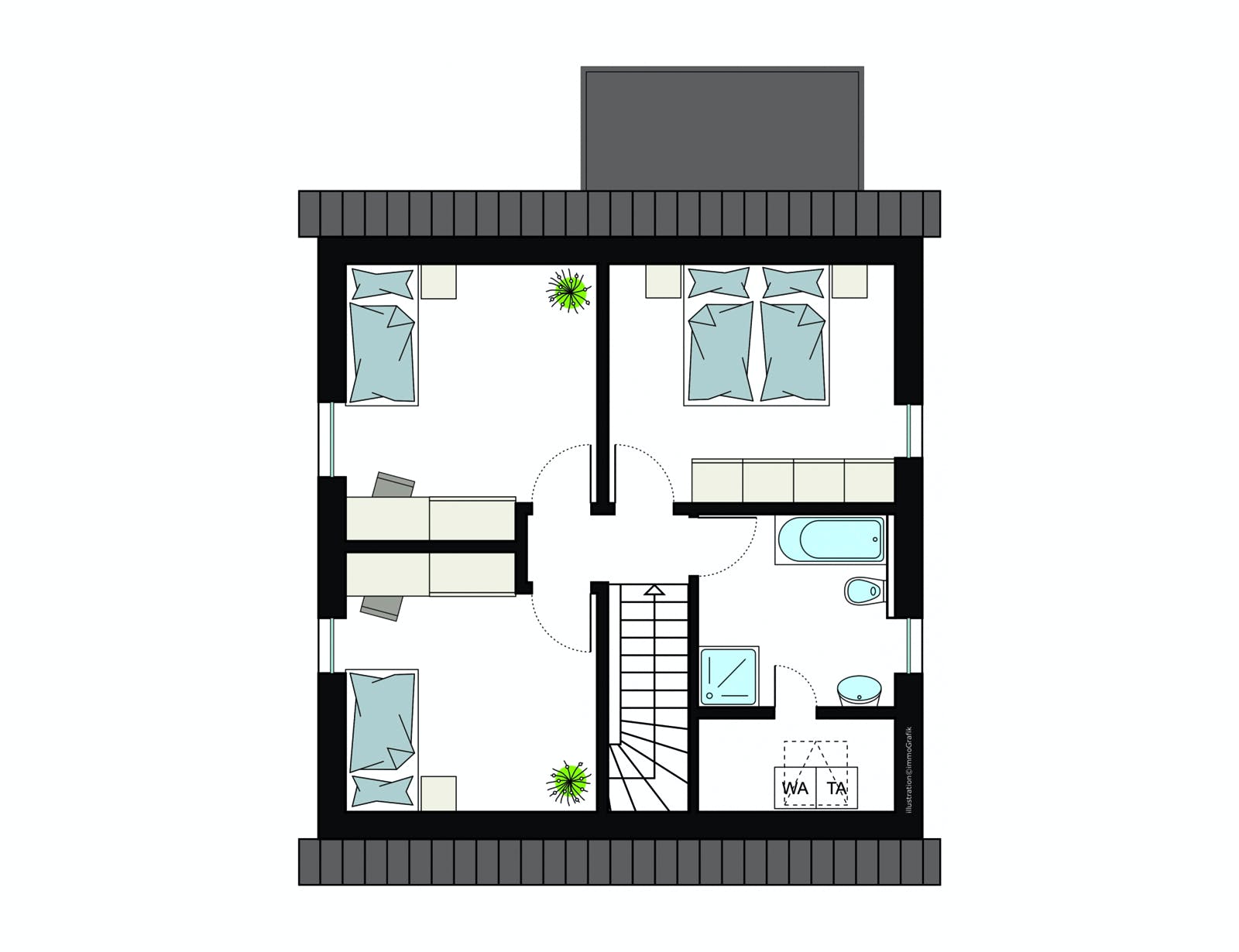 Fertighaus ProFamily 130/20 von ProHaus Schlüsselfertig ab 339363€, Satteldach-Klassiker Grundriss 2