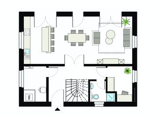 Fertighaus ProFamily 136/20 von ProHaus Schlüsselfertig ab 344713€, Satteldach-Klassiker Grundriss 1
