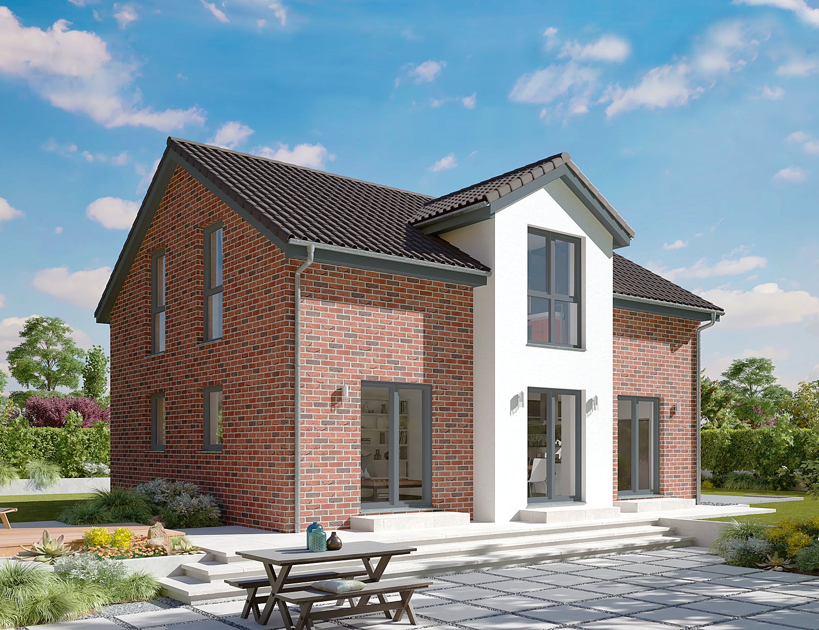 Fertighaus ProFamily 143/20 von ProHaus Schlüsselfertig ab 354966€, Satteldach-Klassiker Außenansicht 1