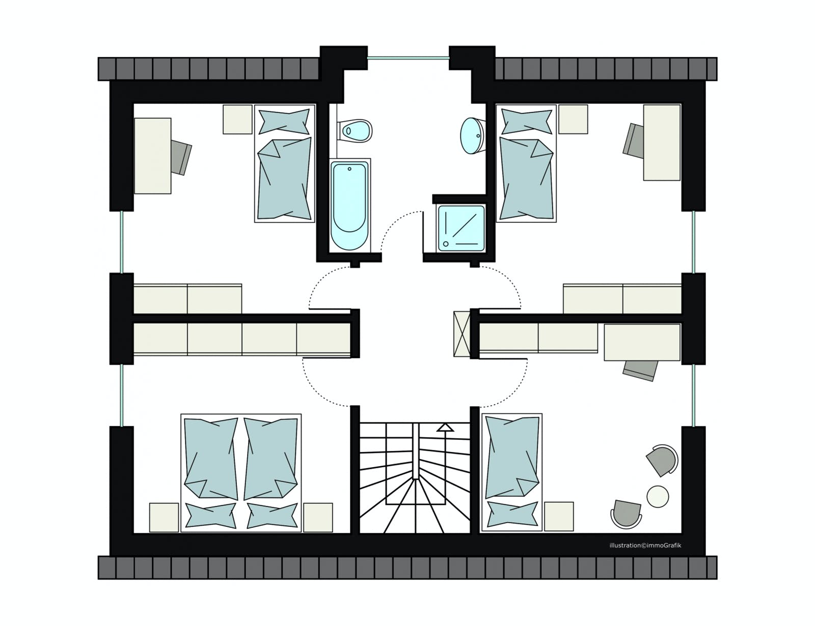 Fertighaus ProFamily 143/20 von ProHaus Schlüsselfertig ab 354966€, Satteldach-Klassiker Grundriss 2