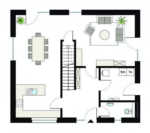 Fertighaus ProFamily 150/20 von ProHaus Ausbauhaus ab 215600€, Satteldach-Klassiker Grundriss 1