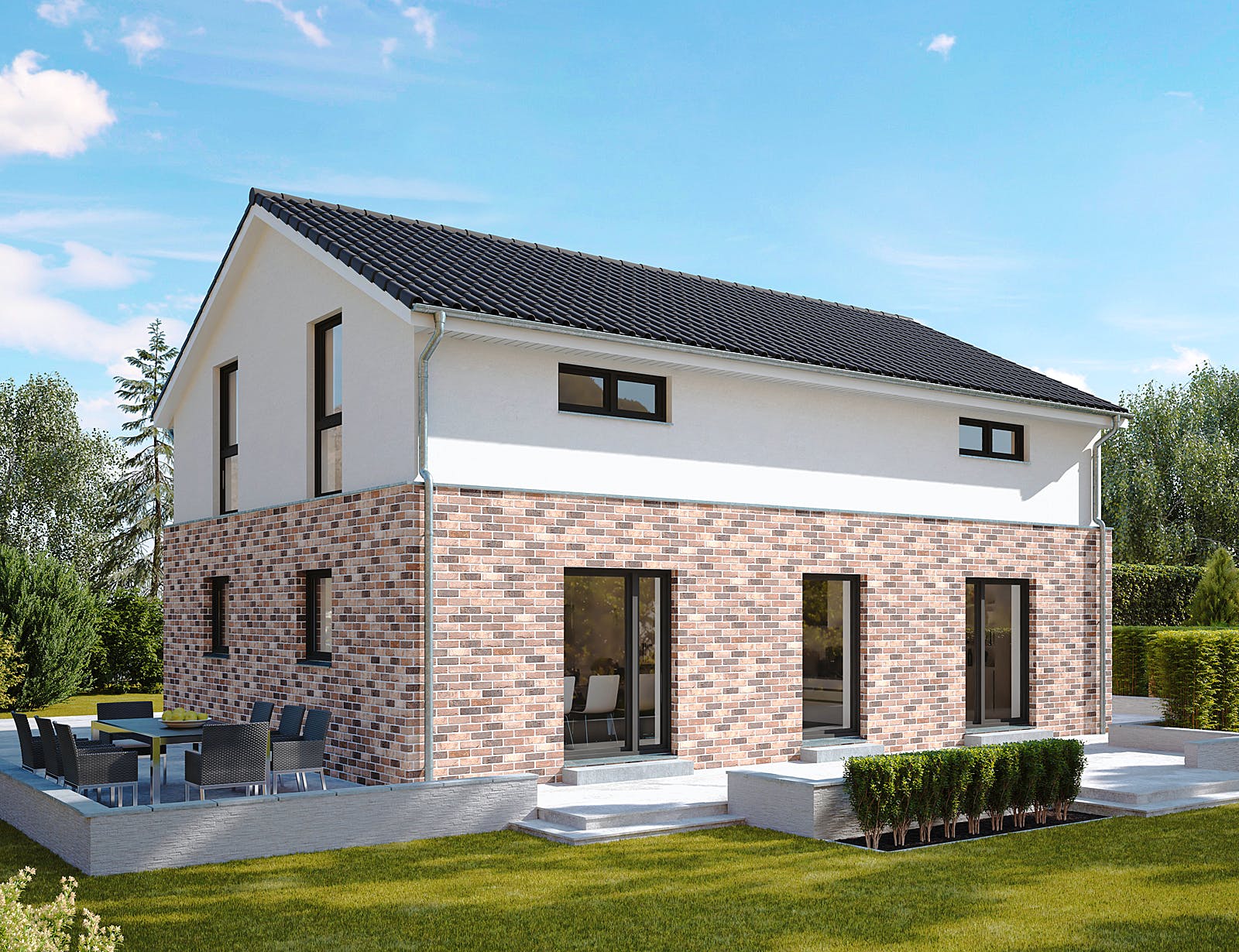 Fertighaus ProFamily 154/20 von ProHaus Schlüsselfertig ab 368528€, Satteldach-Klassiker Außenansicht 1