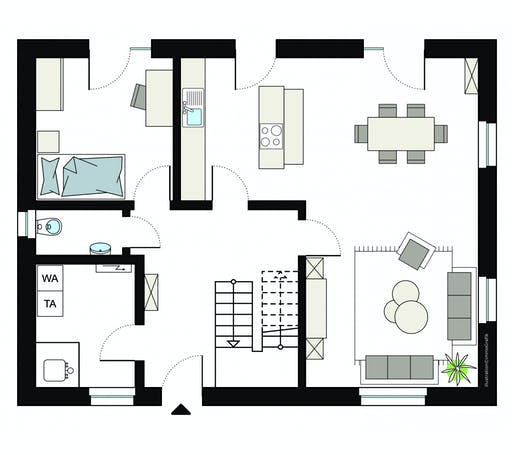 Fertighaus ProFamily 154/20 von ProHaus Ausbauhaus ab 217664€, Satteldach-Klassiker Grundriss 1