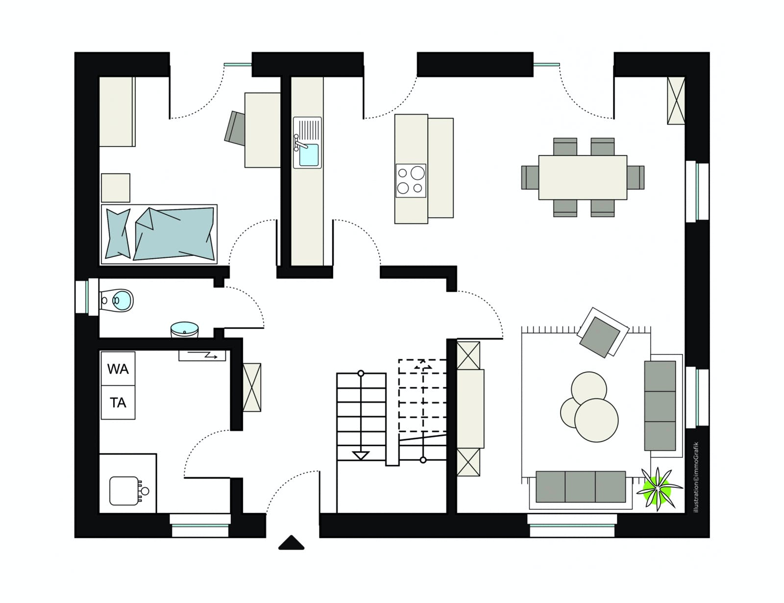 Fertighaus ProFamily 154/20 von ProHaus Schlüsselfertig ab 368528€, Satteldach-Klassiker Grundriss 1