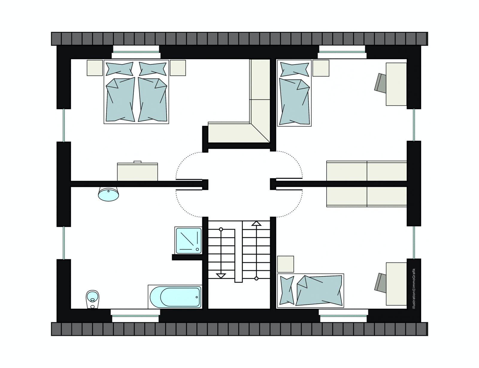 Fertighaus ProFamily 154/20 von ProHaus Schlüsselfertig ab 368528€, Satteldach-Klassiker Grundriss 2