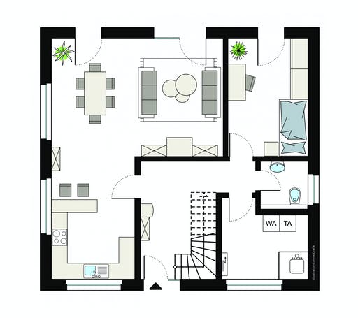 Fertighaus ProFamily 155/20 von ProHaus Ausbauhaus ab 214200€, Satteldach-Klassiker Grundriss 1