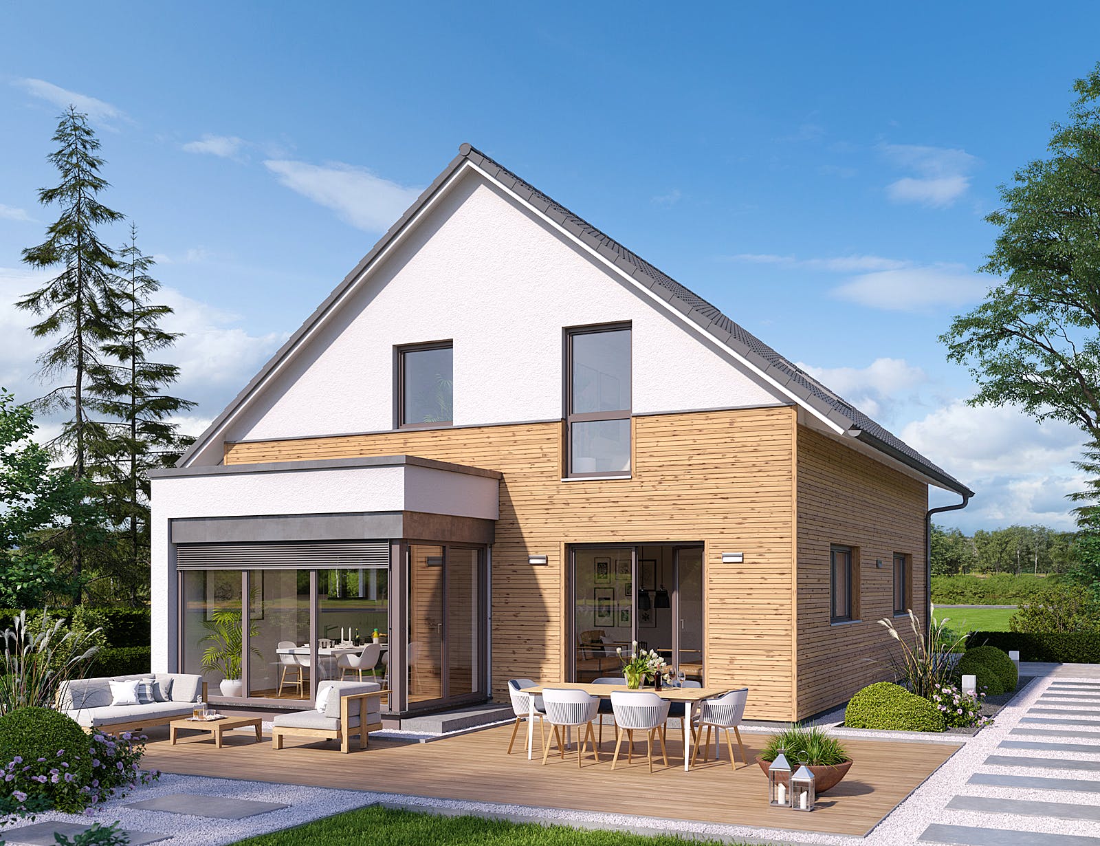 Fertighaus ProFamily 160/20 von ProHaus Schlüsselfertig ab 375787€, Satteldach-Klassiker Außenansicht 1