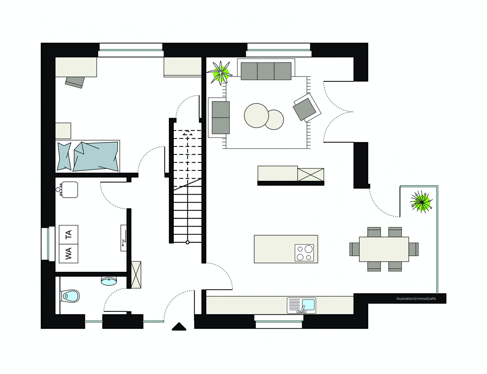 Fertighaus ProFamily 160/20 von ProHaus Schlüsselfertig ab 375787€, Satteldach-Klassiker Grundriss 1