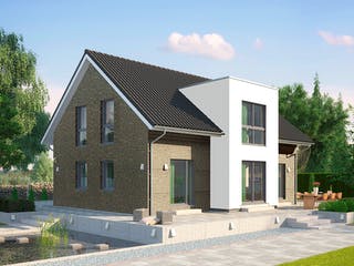 Fertighaus ProFamily 163/20 von ProHaus Schlüsselfertig ab 379905€, Satteldach-Klassiker Außenansicht 1