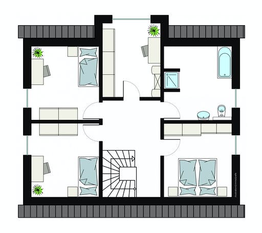 Fertighaus ProFamily 163/20 von ProHaus Ausbauhaus ab 228600€, Satteldach-Klassiker Grundriss 2