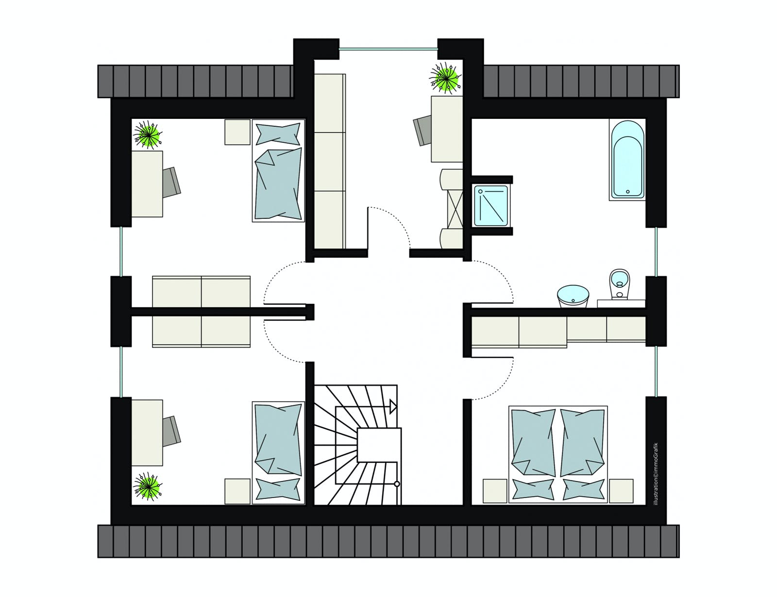 Fertighaus ProFamily 163/20 von ProHaus Schlüsselfertig ab 379905€, Satteldach-Klassiker Grundriss 2