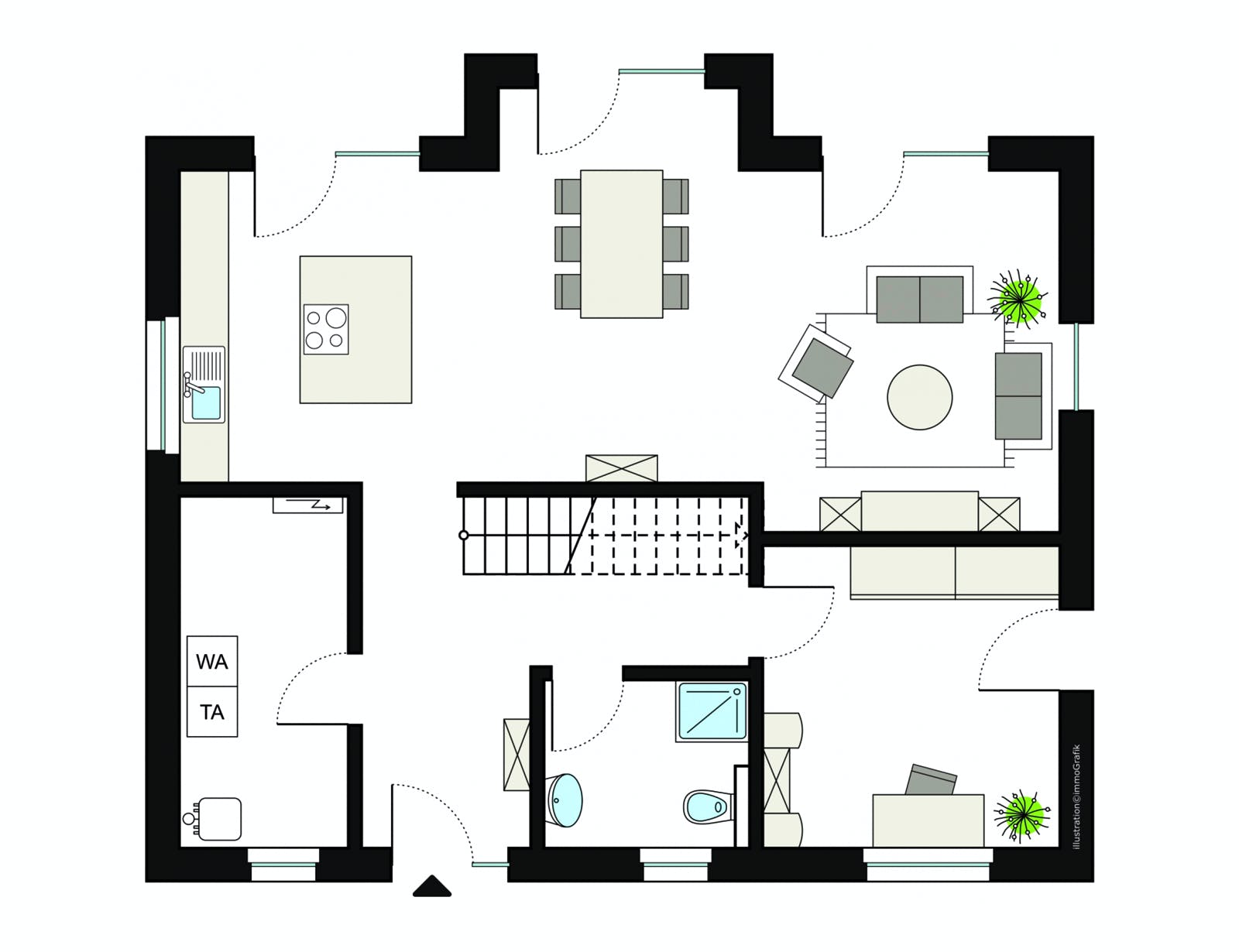 Fertighaus ProFamily 167/20 von ProHaus Schlüsselfertig ab 397436€, Satteldach-Klassiker Grundriss 1