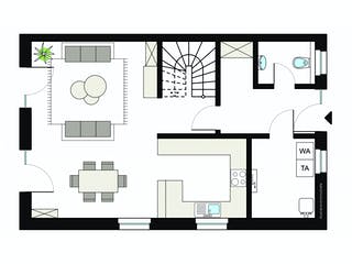 Fertighaus ProGeneration 119/20 von ProHaus Schlüsselfertig ab 298899€, Satteldach-Klassiker Grundriss 1