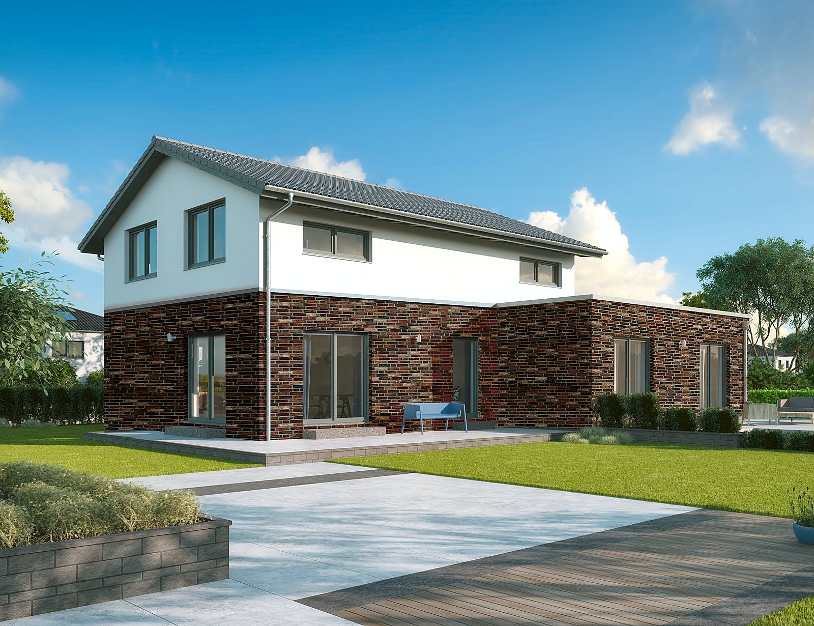 Fertighaus ProGeneration 132-47/20 von ProHaus Schlüsselfertig ab 495710€, Satteldach-Klassiker Außenansicht 1