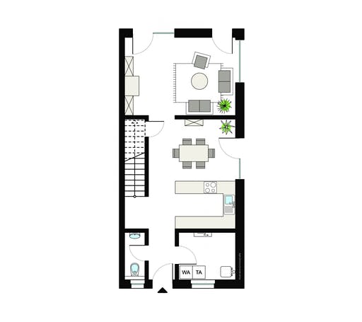Fertighaus ProGeneration 148/20 von ProHaus Ausbauhaus ab 229000€, Satteldach-Klassiker Grundriss 1