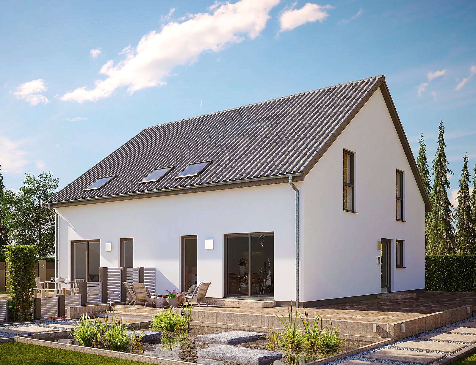 Fertighaus ProGeneration 182-61/20 von ProHaus Schlüsselfertig ab 533609€, Satteldach-Klassiker Außenansicht 1