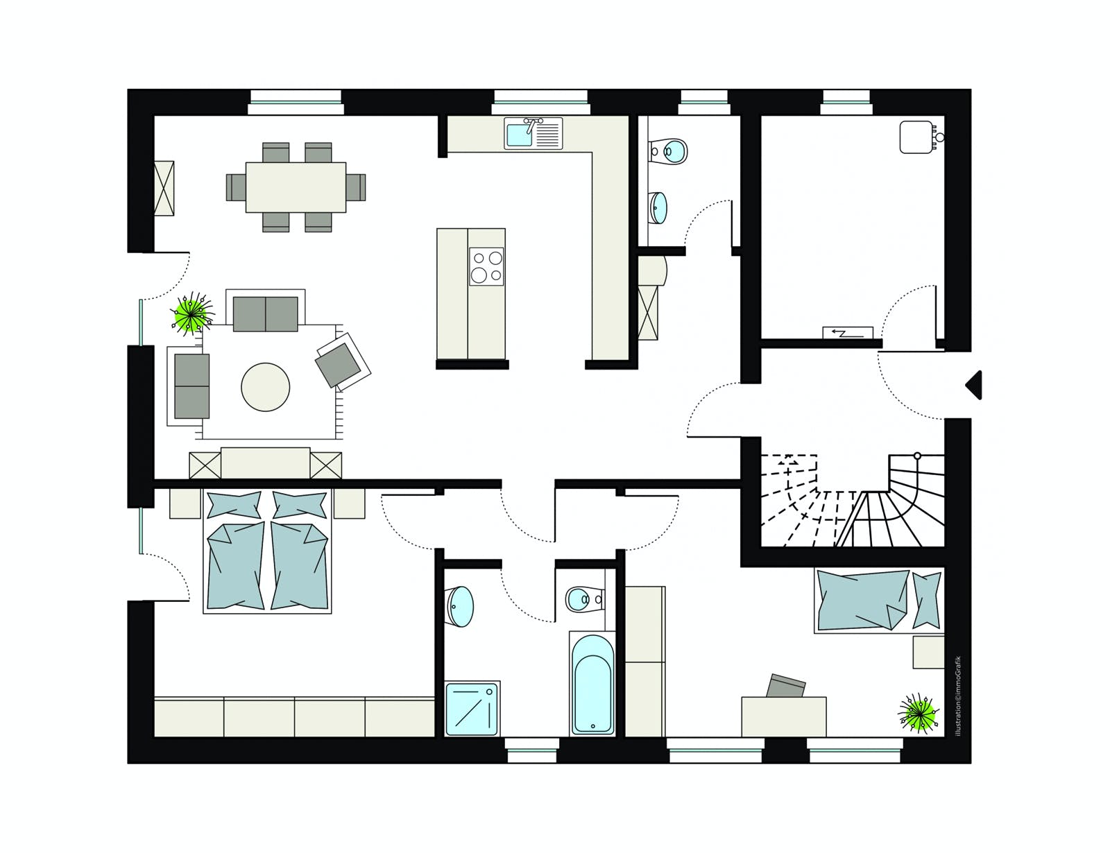 Fertighaus ProGeneration 231/20 von ProHaus Schlüsselfertig ab 530445€, Satteldach-Klassiker Grundriss 1