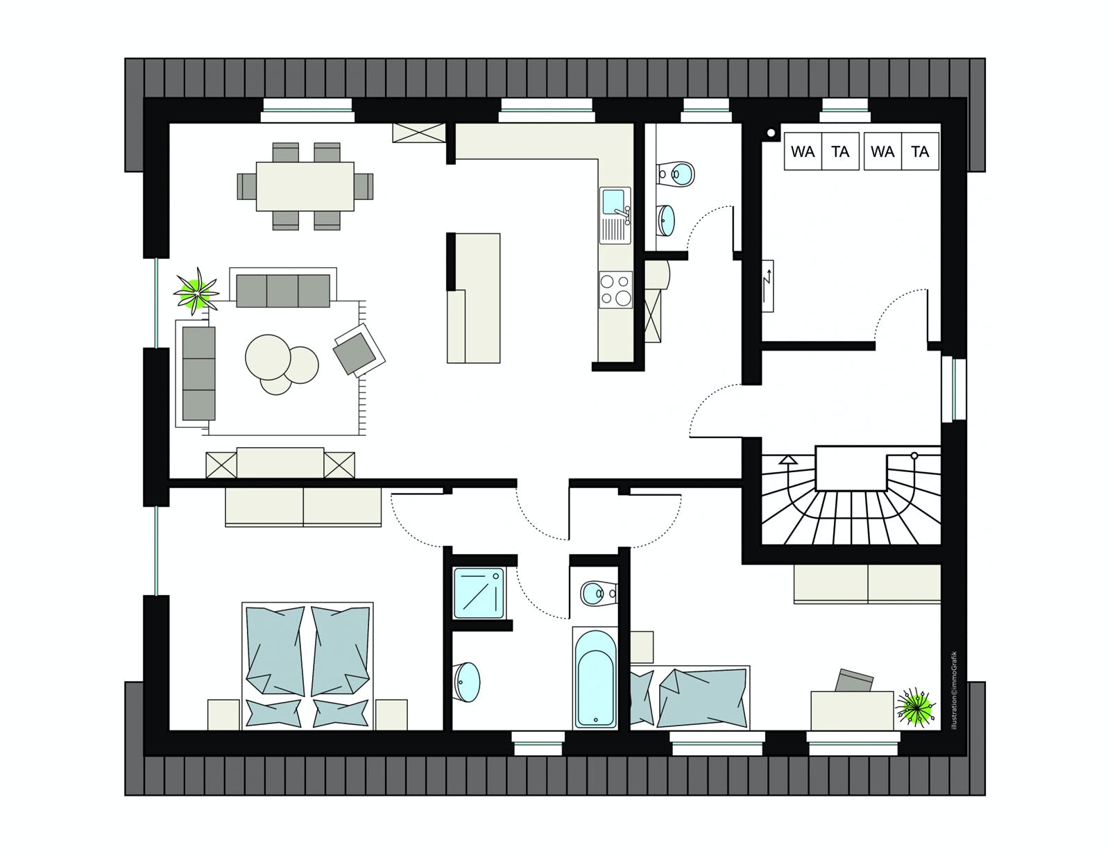 Fertighaus ProGeneration 231/20 von ProHaus Schlüsselfertig ab 530445€, Satteldach-Klassiker Grundriss 2