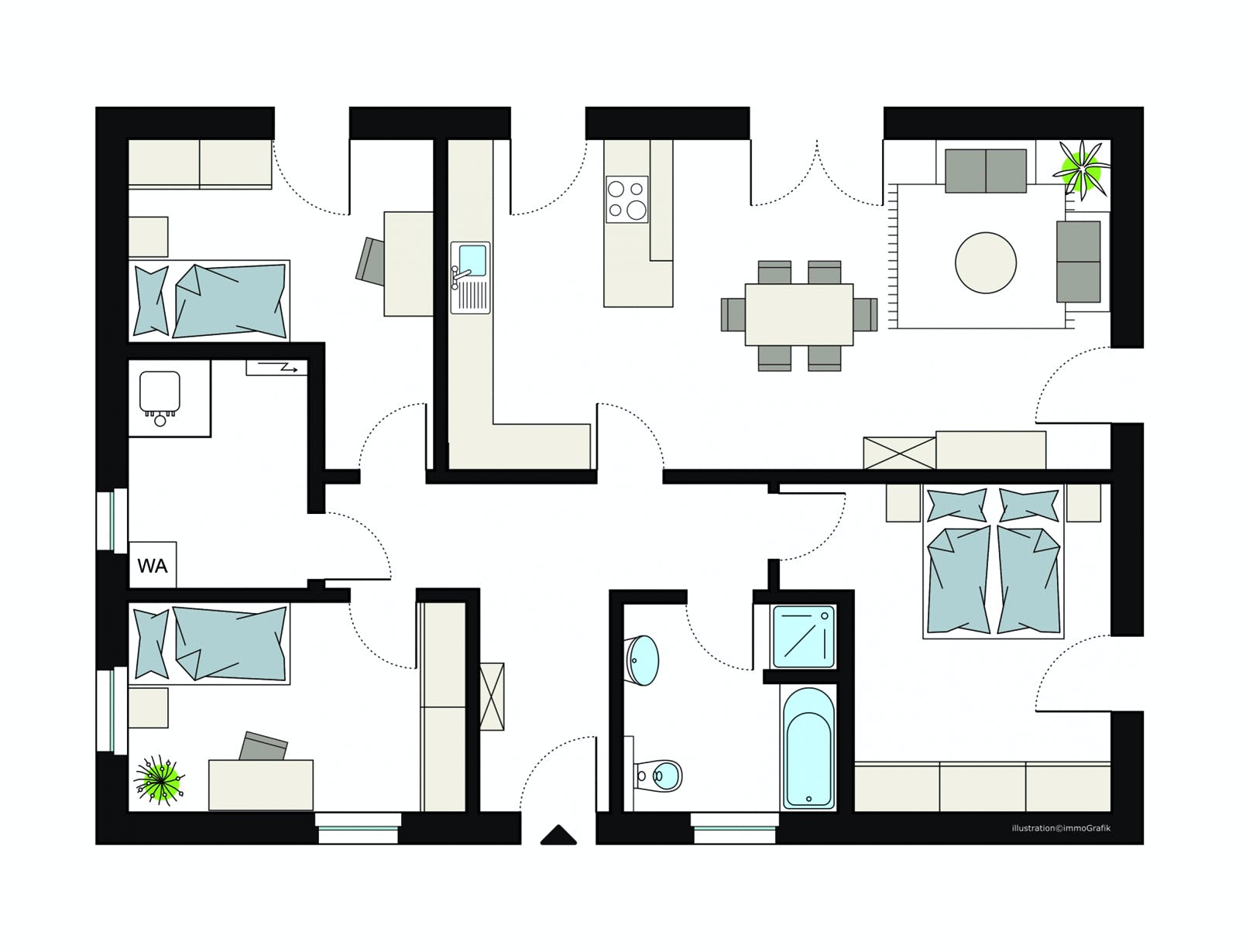Fertighaus ProLife 105/20 von ProHaus Schlüsselfertig ab 296687€, Bungalow Grundriss 1